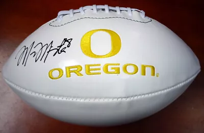 Marcus Mariota Autographed White Logo Football Oregon Ducks Mm Holo Stock #89835 • $99