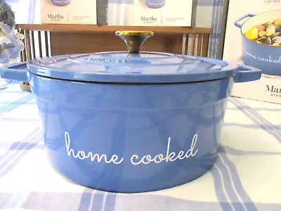 MARTHA STEWART English Garden 6 QT Cast Iron Dutch Oven Blue  Home Cooked  - NEW • $139.99