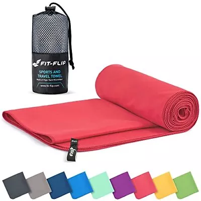 Fit-Flip Travel Towel - Compact & Ultra Soft Small (20x40 Inches) Coral • $10.27