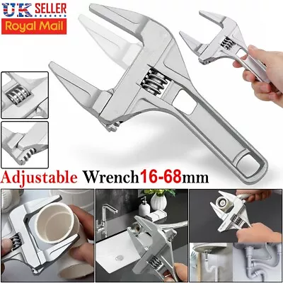 Adjustable Large Spanner Wrench 16-68mm Opening Bathroom Nut Key DIY Hand Tool • £5.18