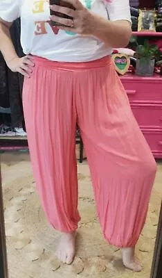 Harem Pants Summer Holiday Coral Pink Yoga Meditation Festival UK Boutique • $22.40