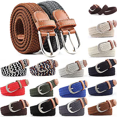 Ladies Elastic Stretch Trouser Braided Belt Pin Buckle Webbing Waistbands Jeansξ • £3.76