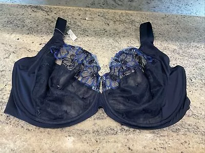 Marks & Spencers EXTRA SUPPORT EMBROIDERED MESH BRA NAVY BLUE Size 34J New • £14