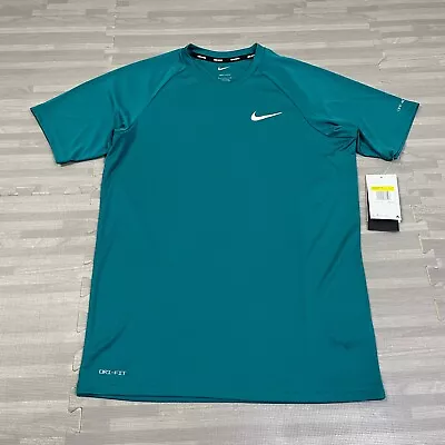 Nike Dri-Fit Hydroguard Swim UPF 40+ Teal T-Shirt Mens Small NESSA586 SS $42 • $17.98