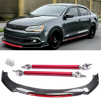 $49.99 • Buy For VW Jetta MK6 MK7 Carbon Fiber Black Red Front Bumper Lip Spoiler Splitter