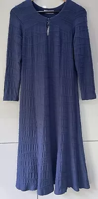 David Nieper Blue Jersey Textured Midi Dress Size 10 NWT • £35