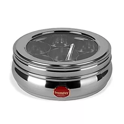 Stainless Steel Belly Shape Masala (Spice) Box/Dabba/Organiser With See Throu... • $54.06