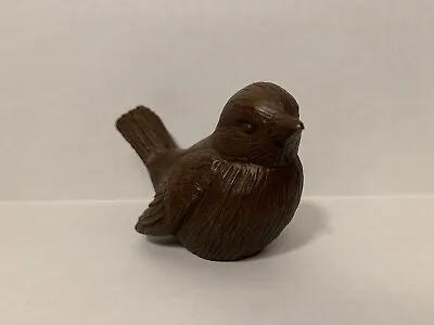 $14.99 • Buy Vintage 3  Brown Handmade / Hand Carved Wooden Bird (Common Nightingale)