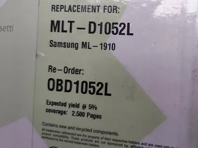 £8.99 • Buy Compatible With Samsung MLT-D1052L Toner ML1910 ML1915 ML2525 ML2540 ML2545