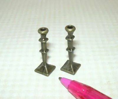 Miniature Pair Of Tall Slender ANTIQUE Candlesticks SQUARE Base: DOLLHOUSE 1:12 • $4.98