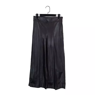 Zara Brown Faux Leather Cropped Wide Leg Trousers - Size S • £13