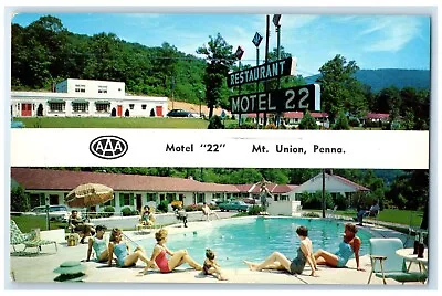 C1950's Motel 22 And Restaurant Mount Union Pennsylvania PA Dual View Postcard • $9.95