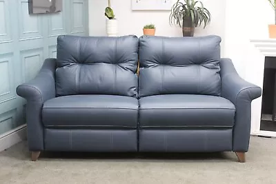 G Plan Riley Manual Recliner Large 2 Seater Sofa In Cambridge Navy Leather • £1699