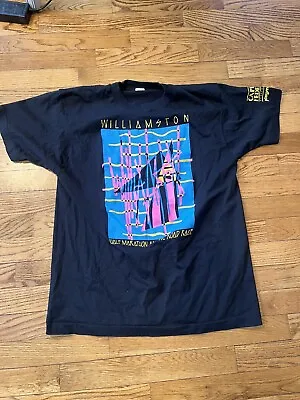 Vintage Williamston Half Marathon T-Shirt Michigan Black Retro L (Fits Small) • $25