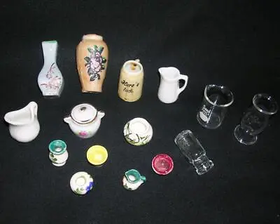 Vintage Doll House Miniature Glass Ceramic Porcelain Pots Vases Occupied Japan • $23