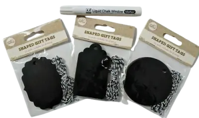12 X Blackboard Gift Tags Christmas Present Labels & White Chalk Marker Pen  • £3.25