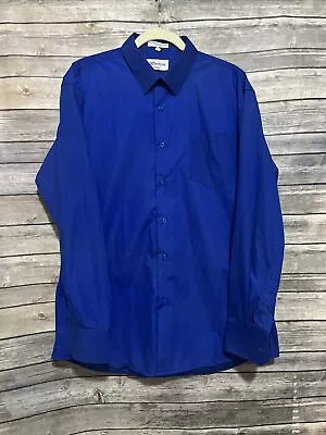 Berlioni Italy Men's Dress Shirt Royal Blue- Size Xl  17-17.5  34/35 • $12