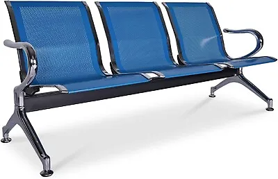 Waiting Room Chairs - Airport Reception Chairs 3 Seat Office Guest Chairs Blue • $189.99