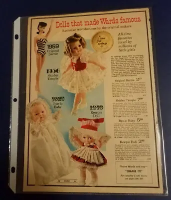 M 1972 Montgomery Wards Vtg Barbie ORIGINAL CATALOG PAGE + Shirley Temple Kewpie • $22.99