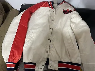 $169.99 • Buy Adidas Vintage 1980s Run DMC Varsity Red White Blue Hip-hop Jacket Rare M Medium