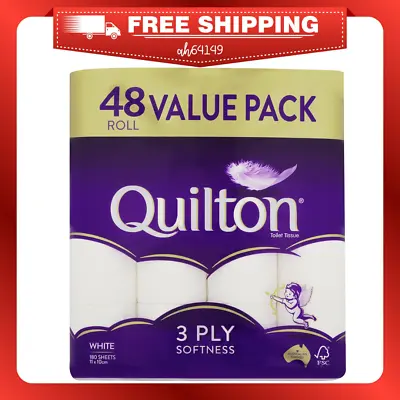 $30.99 • Buy 48x Quilton Toilet Paper Tissue Rolls Thick Soft Absorbent 3-ply 180 Sheets
