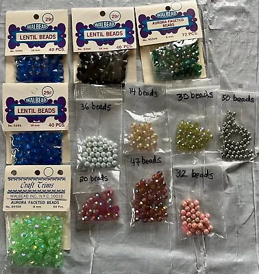 Vintage Craft Supply  12 LOT Beads Walbead Trims Faceted NOS • $10