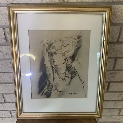 Ooak Vintage S. Repa Charcoal Drawing Framed & Signed • $420