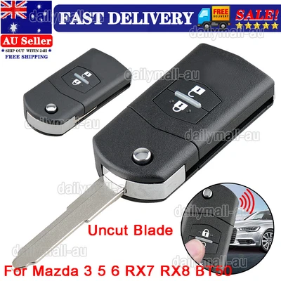 $14.30 • Buy Remote Car Key Shell Suitable For Mazda 3 5 6 RX7 RX8 BT50 Key Case Fob Black