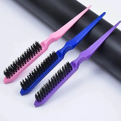 3x Teasing Hair Brushes Three Row Nylon Salon Comb Bristle Hair Brush Care Scalp • £6.99