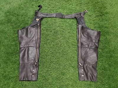 Harley Davidson Black Leather Chaps Womens Size XL Made In The USA Vintage • $89.90