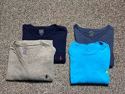 Polo Ralph Lauren TShirts Mens Large Long / Short Sleeve Crew & Vneck Lot Of 4 • $35.55