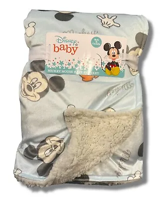 Blanket Plush - Disney Boys 243 - Mickey Pieces Blue - Baby Toddler Crib Bed • $22.98