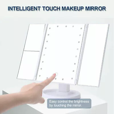 Foldable LED Mirror Illuminated Make Up Mirror Cosmetic Vanity With Light Stand • £9.99