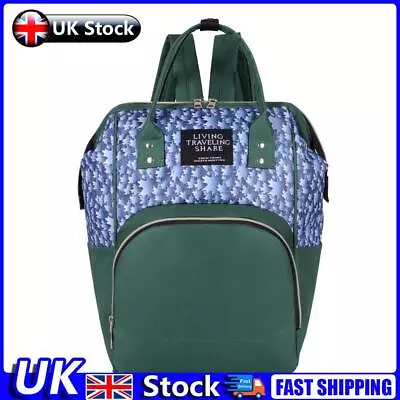 Plant Print Mommy Travel Backpacks Big Maternity Nappy Diaper Bags (Green) UK • £9.89