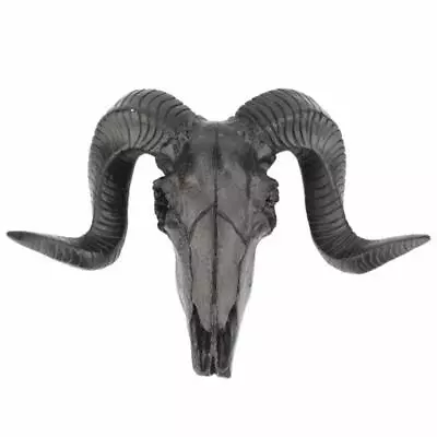 Sheep Skull Head Wall Mounted Ram Curled Horns Statue Home Background Decor • £15.49