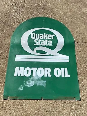 $149 • Buy QUAKER STATE Motor OIL METAL Original Tombstone Curb Sign Double Sided