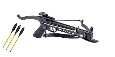 80lbs Self Cocking Hunting Pistol Crossbow With 3 Metal Arrows Black Cobra Limb • $39.99