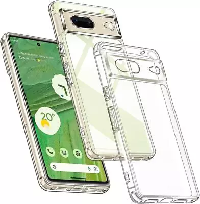 For Google Pixel 6A 7A 8 Pro Case Slim Clear Silicone Phone Cover & Screen Guard • £3.95