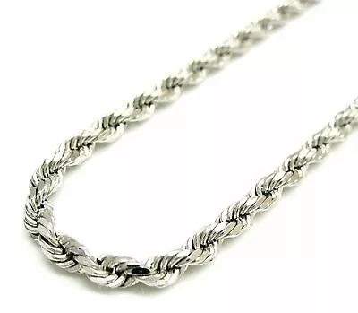 Solid 925 Sterling Silver Italian Rope Chain Mens Necklace 4.00mm - Diamond Cut • $44.09