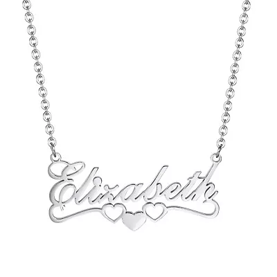 £8.39 • Buy Personalised ANY NAME Necklace CUSTOM FONT Stainless Steel Pendant Chain Gift