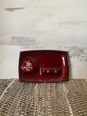 Vintage New Budweiser Beer Ashtray Red  Bar Advertising ANHEUSER BUSCH Unused • $22