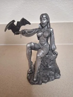 Vamperotique Uncensored Fantasies Pewter Vampire Figurine/ Mini Statue W/Bat • $99.99