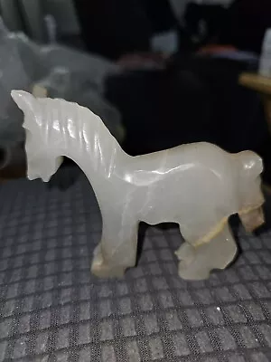 Hand Carved Alabaster Stone Donkey Burro Mule White Figurine  • $10.99
