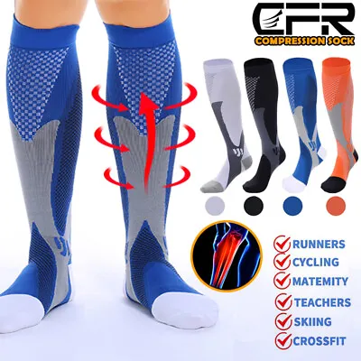 Compression Socks Sports Running Fitness Calf Shin Leg Men Women CrossFit (S~XL) • $10.89
