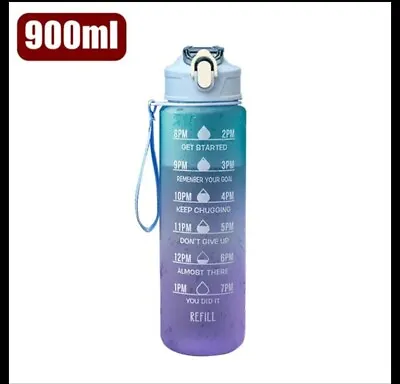 1L Water Bottle Drink Flask With Time Markings BPA Free Sport Gym Motivational • $12.49