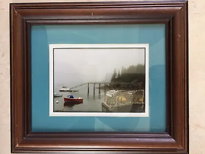 VTG Framed Picture Sailboat Maritime Fog Main Lobster Traps Lake Boats Nautical • $26.99