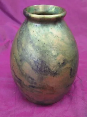 Antique Zsolnay Hungary Green Iridescent Pottery Small 3.75  Vase • £96.51