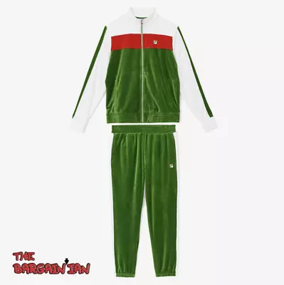 Fila Men's Velour Sweatsuit Tracksuit Green White Velvet Set Size L NWT • $164.99