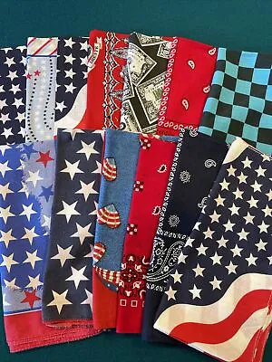 Bandanas Lot Of 14 Variety Americana Butterfly Hearts Money Traditional Paisley • $24.95