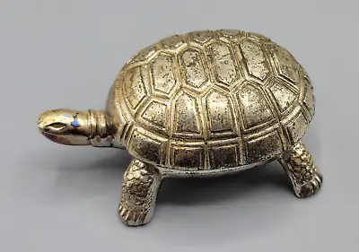 Vintage Turtle Tortoise Silver Plated Hinged Trinket Box Made In Japan • $25